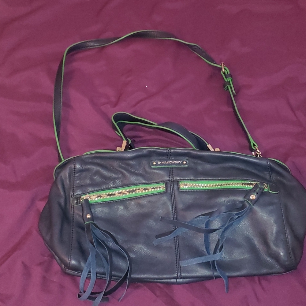 B makowsky bag blue and green genuine leather